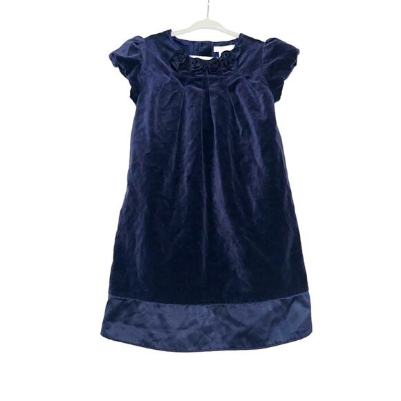 Janie and Jack Other - Janie & Jack Navy Velvet Rose Detail Girls Dress 5